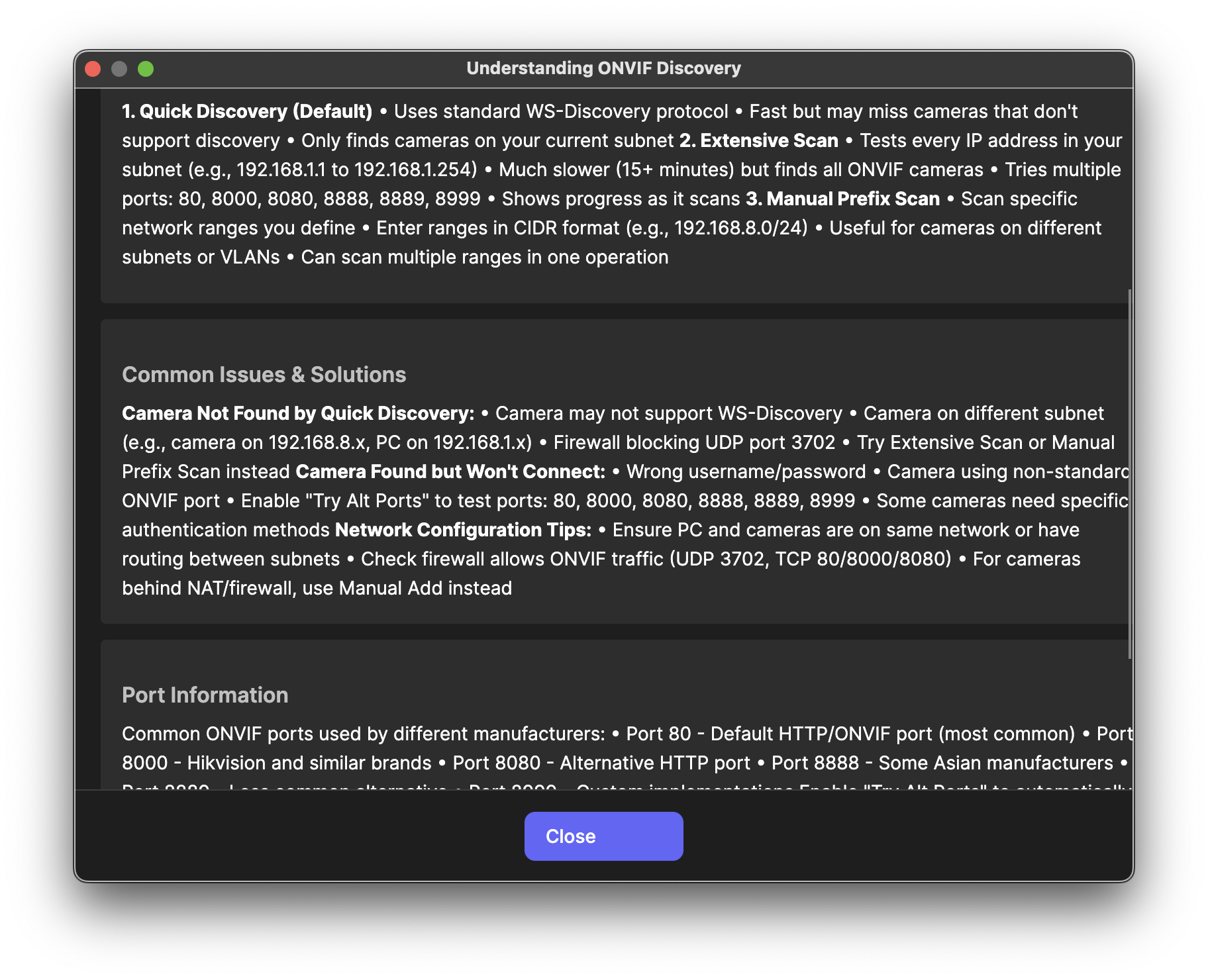 ONVIF Discovery Help