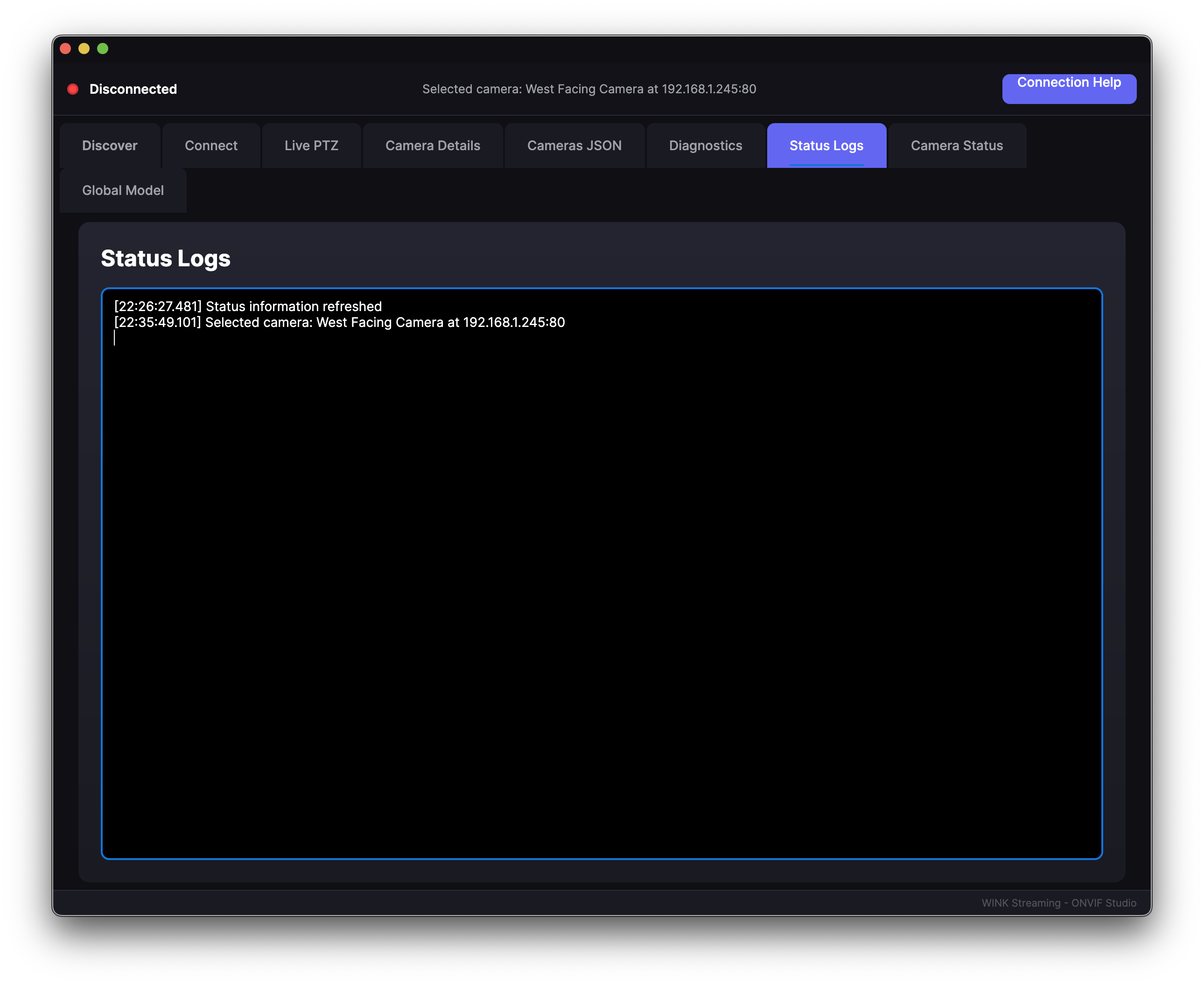Status Logs Tab